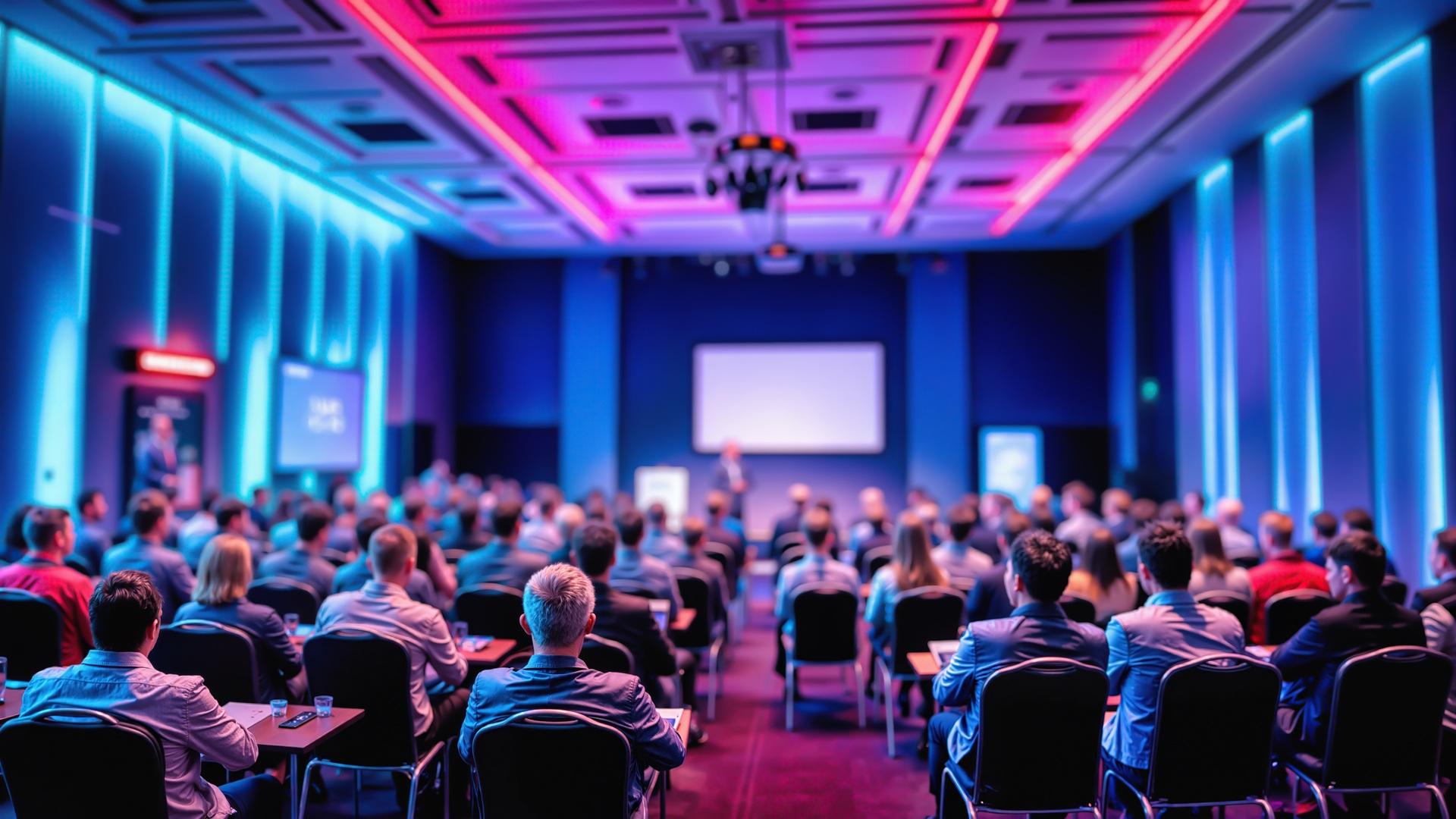 Moderner Vortragssaal mit Teilnehmern bei Konferenz | Düsseldorf Tagungsräume