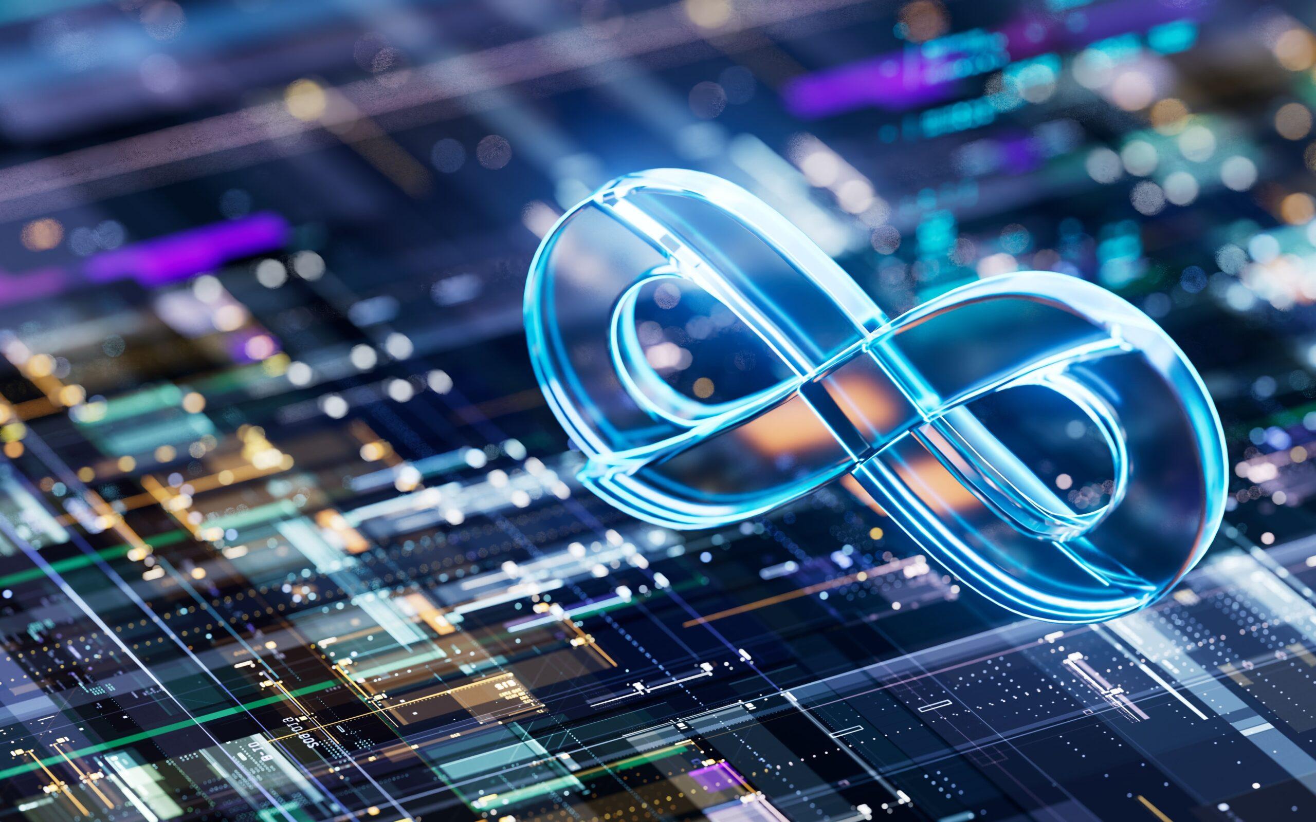 Symbolische Darstellung einer digitalen Unendlichkeitsschleife auf techbasierter Infrastruktur - steht für nachhaltige Prozesse in ML Ops